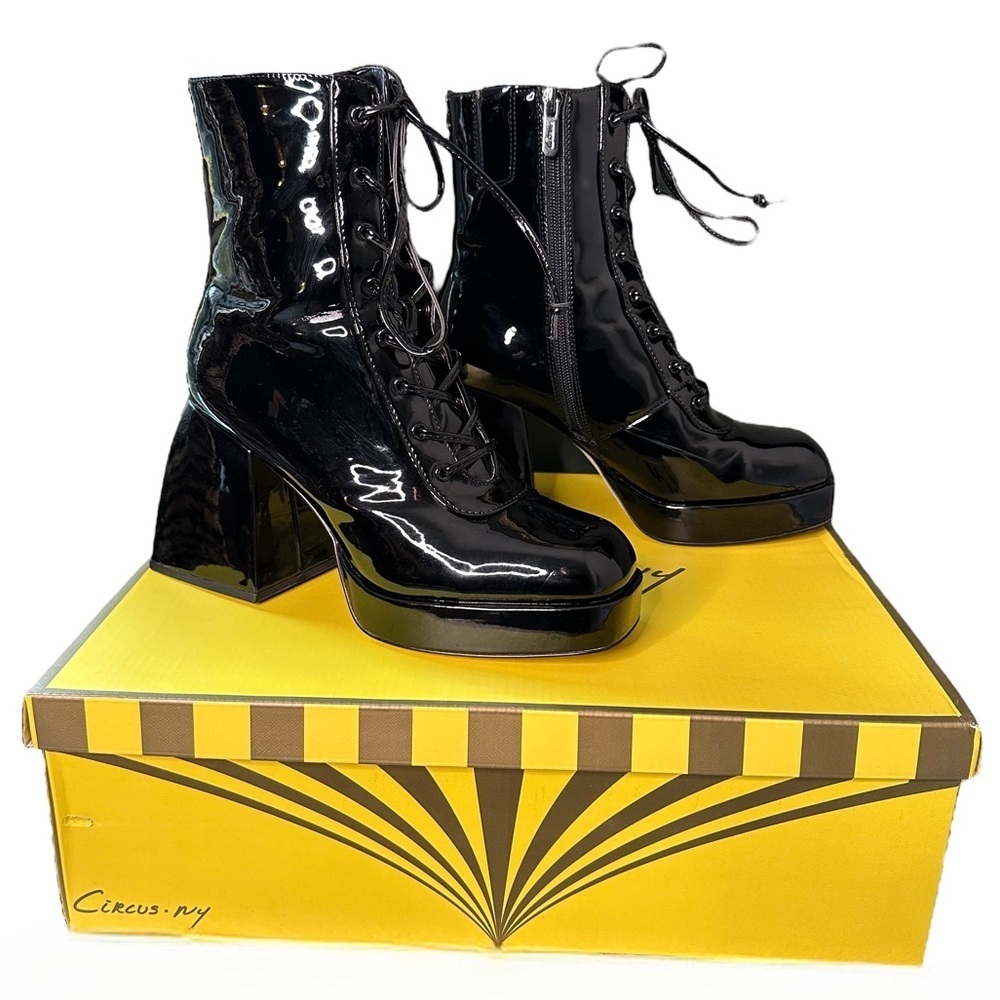 Circus by Sam Edelman | Black Kia Platform Lace-Up Booties Size 7